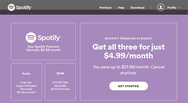 spotify premium hulu login